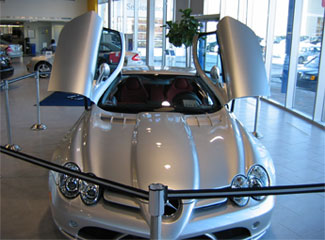 Belt-top Stanchions Used In Car Showroom